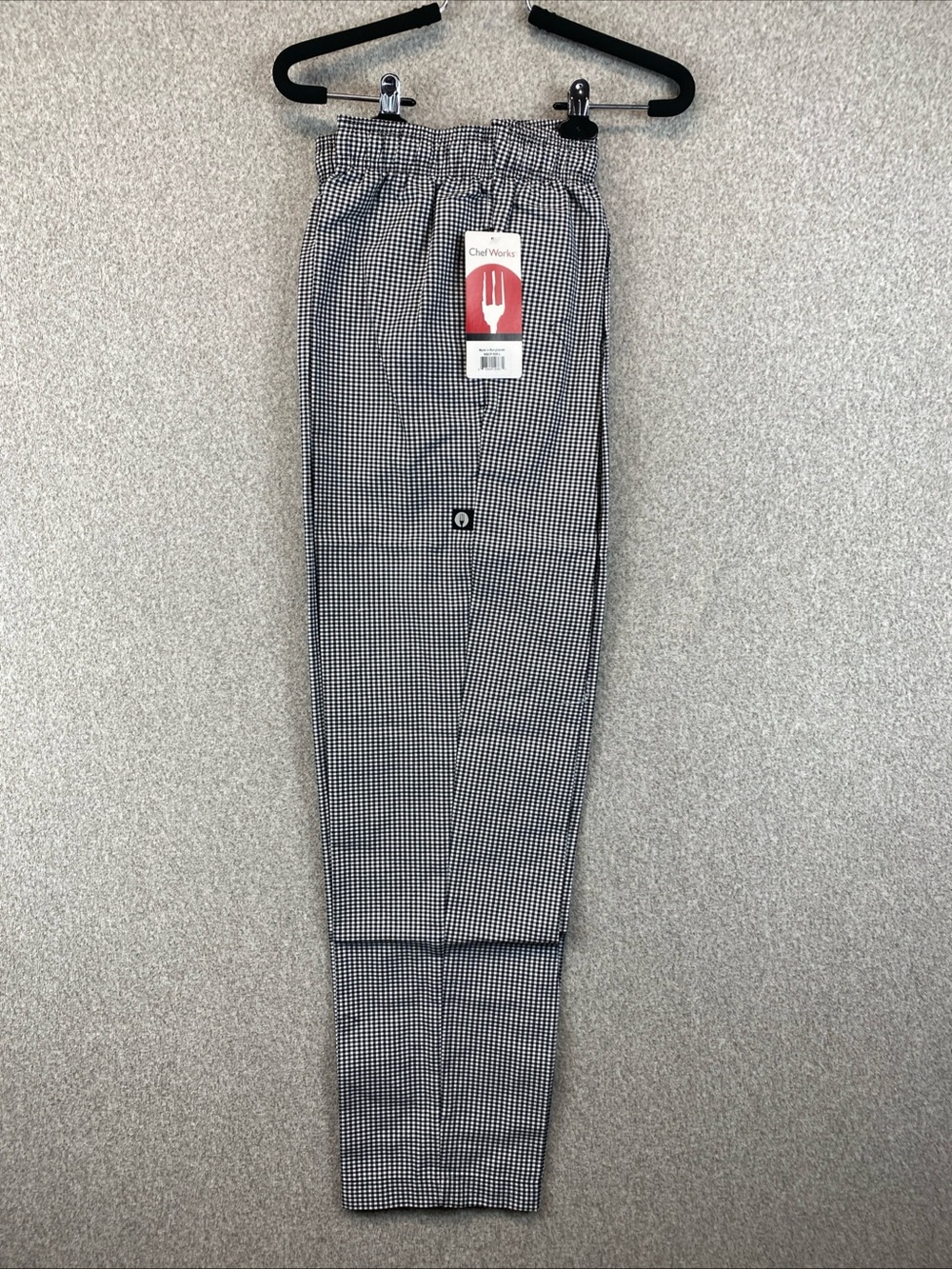 Chef Works LARGE Blk Baggy Chef Pants Restaurant Hospitality Work Gingham Check